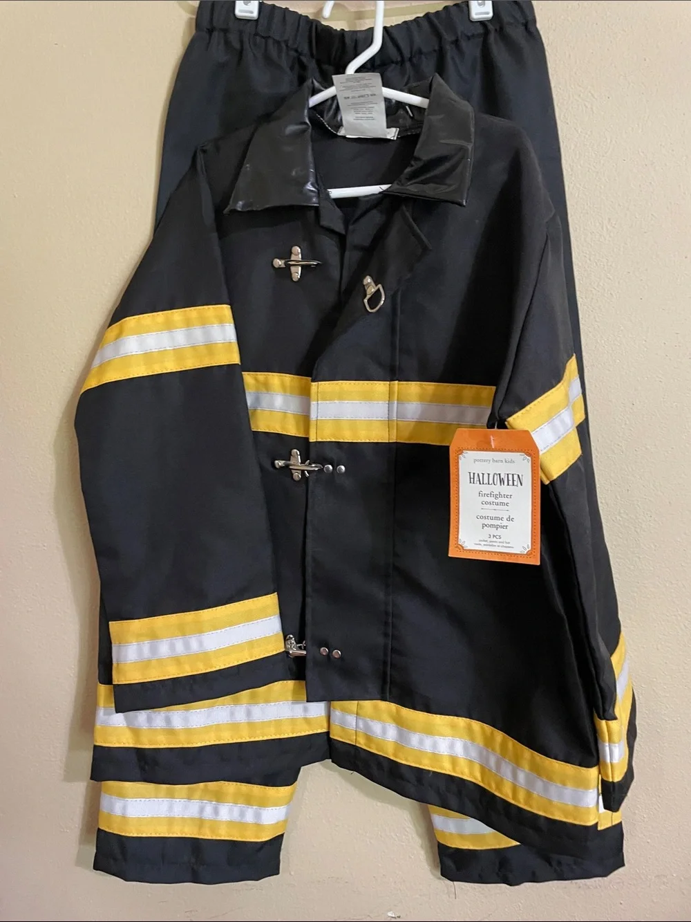 NWT Pottery Barn Kids Firefighter Halloween Costume (2 pieces) - Size 7/8 - Picture 1 of 10